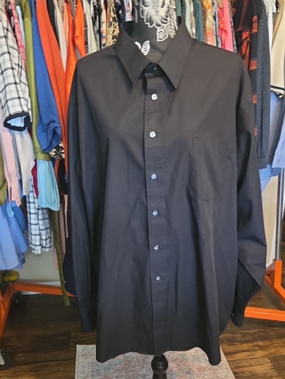 Puritan Black Long-Sleeve Button-Up Dress Shirt